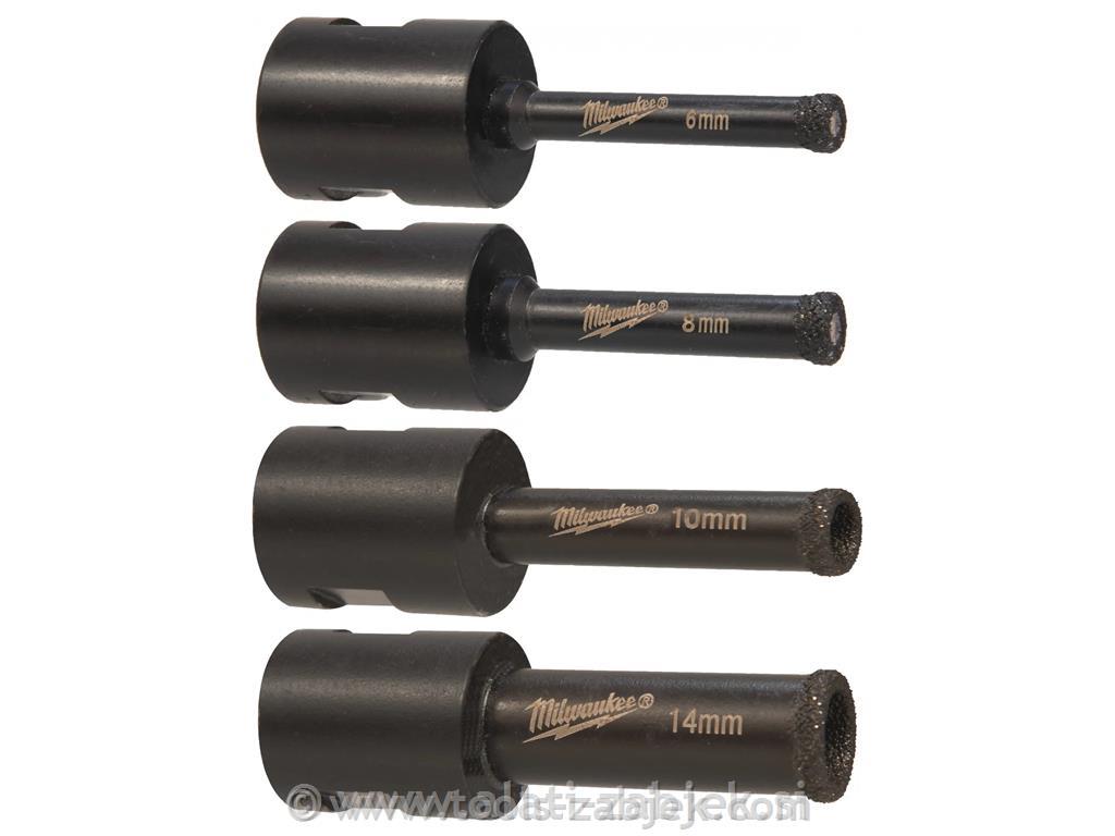 Diamond Tile Drill Bit 4pc set 6-14 mm MILWAUKEE