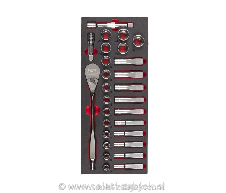 1/2 Ratch Socket Set Foam Insert 28pcs MILWAUKEE