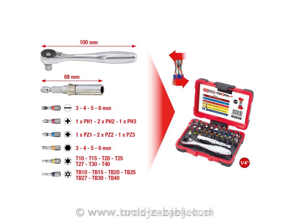 Screwdriver bit set with ratchet 1/4 " KS TOOLS