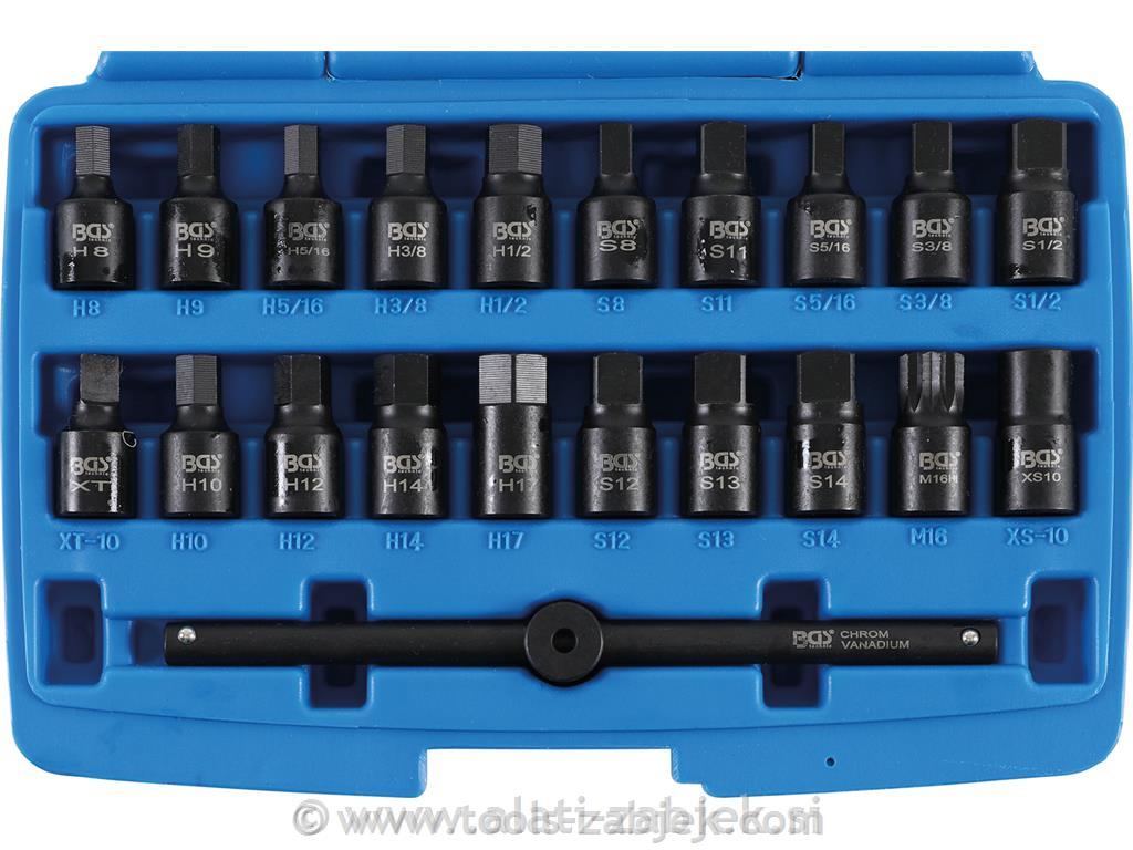 Oil drain plug socket set 3/8" BGS TECHNIC