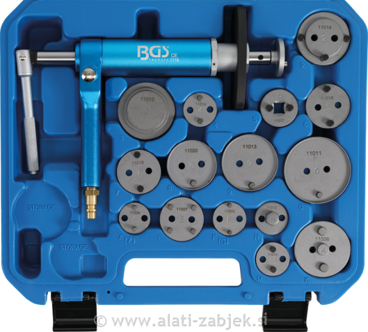 16-piece set of air tool for brake piston reset BGS BGS TECHNIC