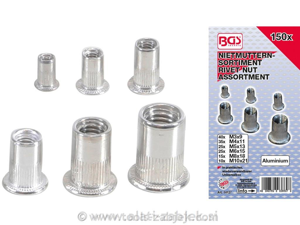 150-piece rivet nut set, Aluminium BGS TECHNIC