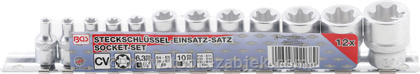 12-piece set of sockets 1/4", E4 - E20 BGS TECHNIC