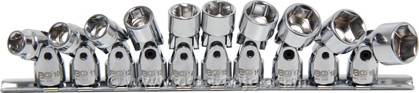 10-piece joint socket set 3/8", 10-19 mm BGS TECHNIC