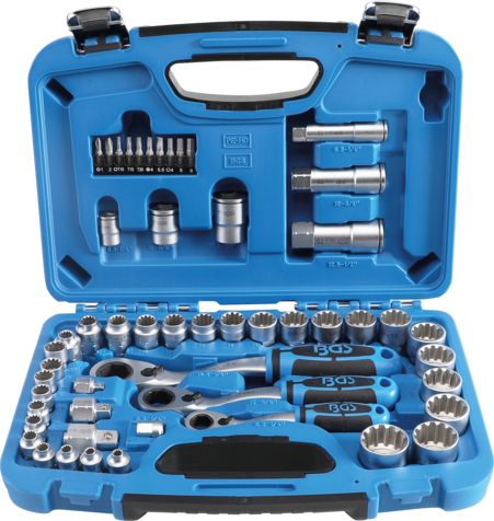 52-piece tool set with ratchets and 12-point socketes BGS TECHNIC