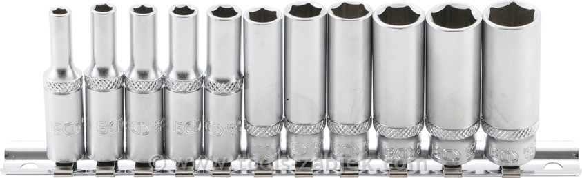 11-piece set of sockets, deep, 1/4" 4-13mm BGS TECHNIC