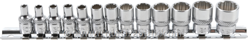 13-piece set of 12-point socketes 1/4" 4-14 mm BGS TECHNIC