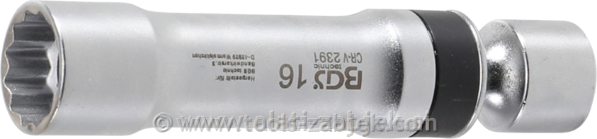 12-point spark plug socket with retaining spring 3/8" 16 mm BGS TECHNIC