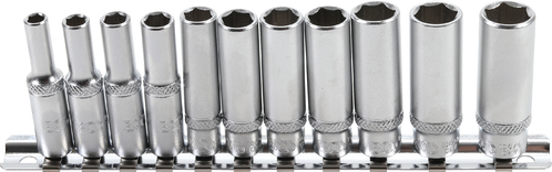 11-piece socket set, deep, inch sizes 1/4" BGS TECHNIC
