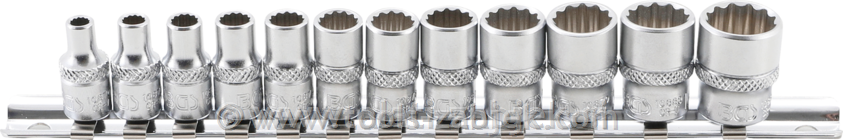 10-piece set of 12-point sockets, inch sizes, 1/4" BGS TECHNIC
