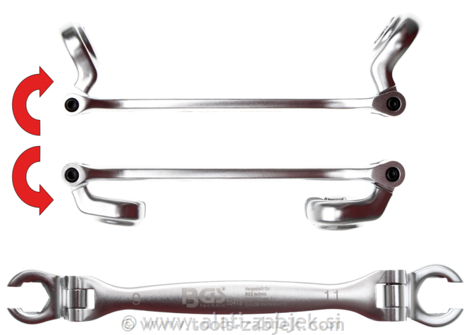 Swivel double open end spanner 9x11 mm BGS TECHNIC