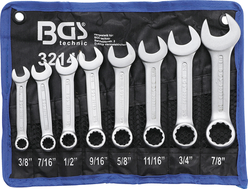 Combination spanners, shallow, inch sizes, 3/8" - 7/8" BGS TECHNIC