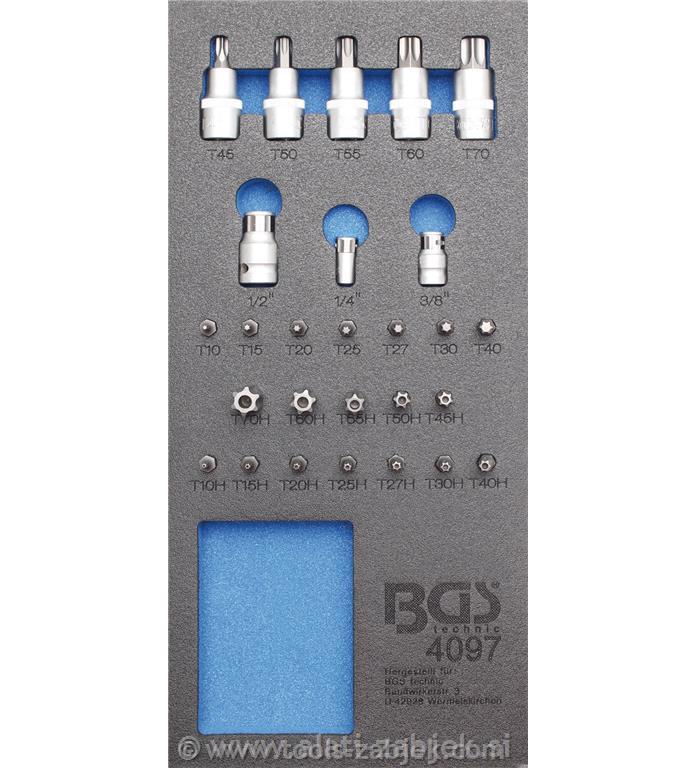 1/3 Set of bit sockets for Torx screws,27-piece BGS TECHNIC