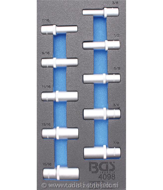 1/3 Socket set, inch sizes (1/2), 10-piece BGS TECHNIC