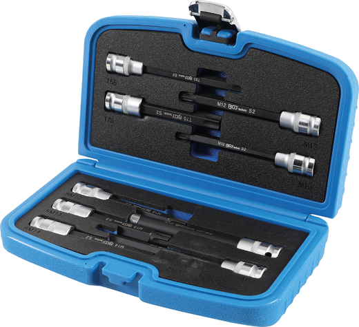 9-piece set of extended bit sockets forRIBE, XZN, Torx BGS TECHNIC
