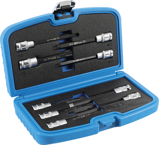 9-piece set of extended bit sockets forRIBE, XZN, Torx BGS TECHNIC