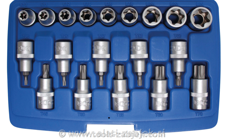 19-piece bit socket set for Torx 1/2" 12.5 mm BGS TECHNIC