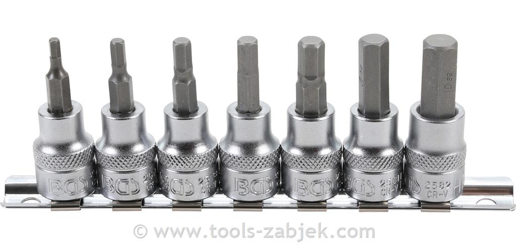 7-point bit socket set 3/8" 3-10 mm BGS TECHNIC