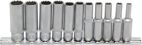 11-piece set of sockets, deep, 12-point1/4" 4-13 mm BGS TECHNIC