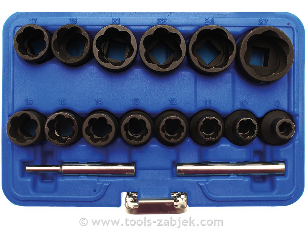 Socket set for damaged screws 1/2" BGS TECHNIC