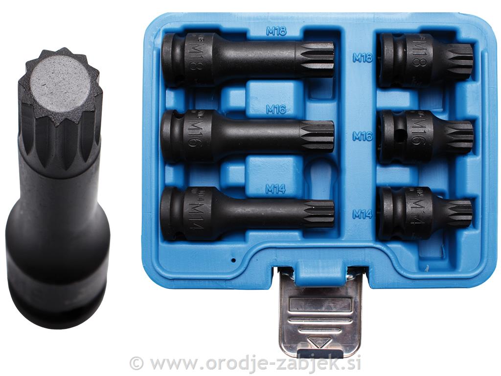 6-piece socket set XZN 1/2", 14-16-18 mm BGS TECHNIC