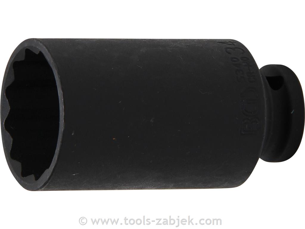 12-point Impact socket, deep 1/2" BGS TECHNIC