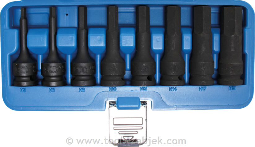 8-piece set of hex socketes 1/2" 5 - 19mm BGS TECHNIC