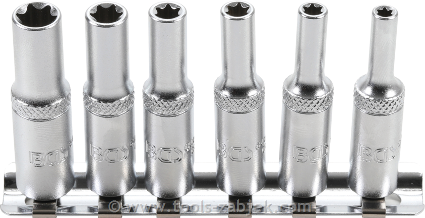 6-piece set of sockets 1/4", E4 - E10 BGS TECHNIC