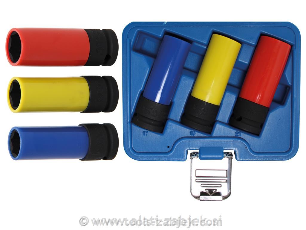 3-piece set of sockets 1/2" for rims 17,19 and 21 mm BGS TECHNIC