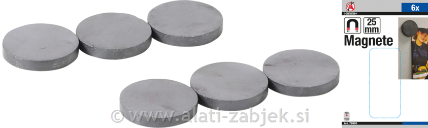 6-piece set of ceramic magnets O 25 mm BGS TECHNIC