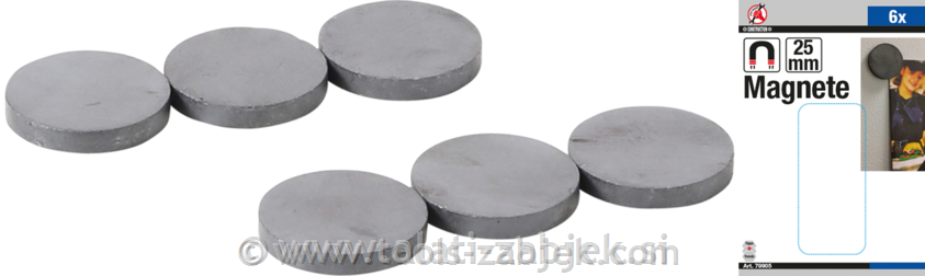 6-piece set of ceramic magnets O 25 mm BGS TECHNIC