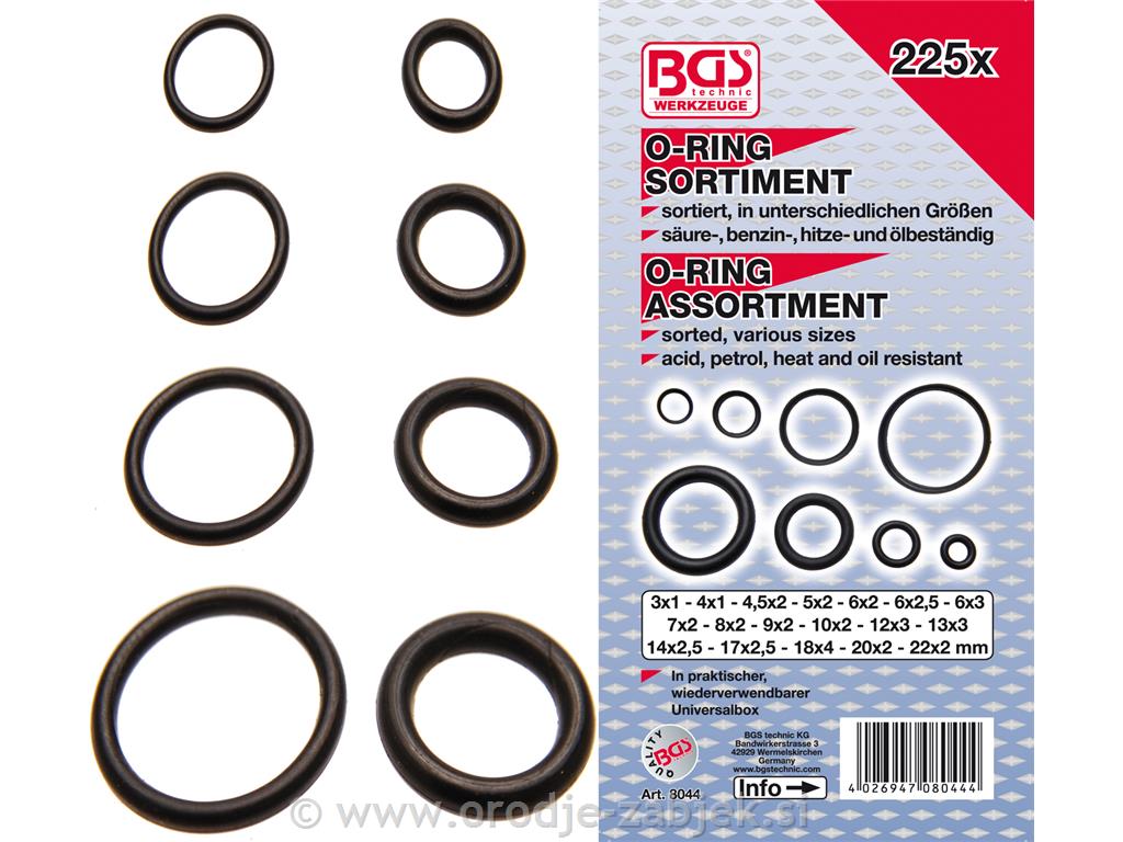 O-ring set 3-22 mm BGS TECHNIC