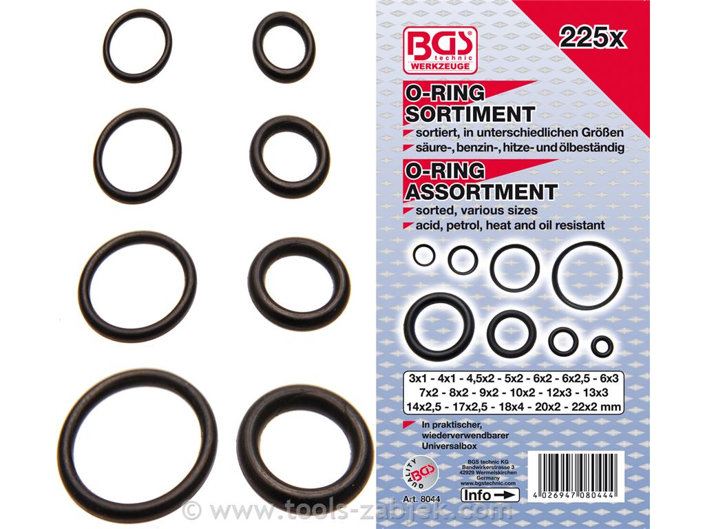 O-ring set 3-22 mm BGS TECHNIC