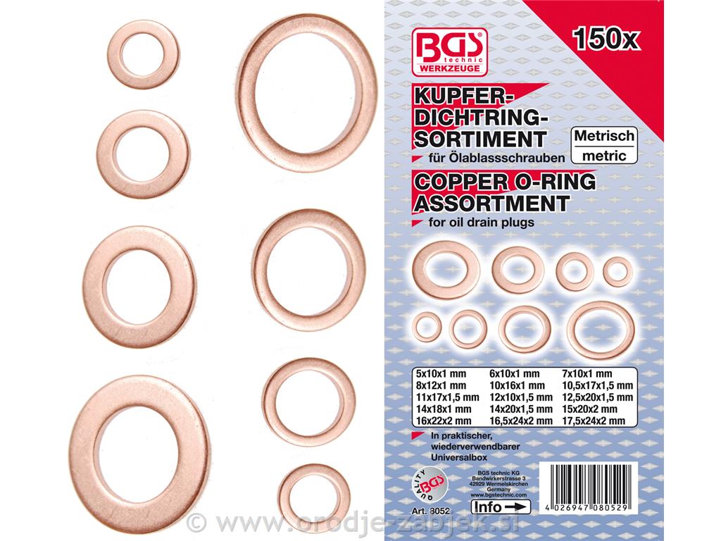 Copper seal ring set 150 pcs BGS TECHNIC
