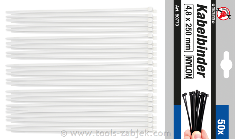 50-piece set of ties 4.8 x 250 mm BGS TECHNIC