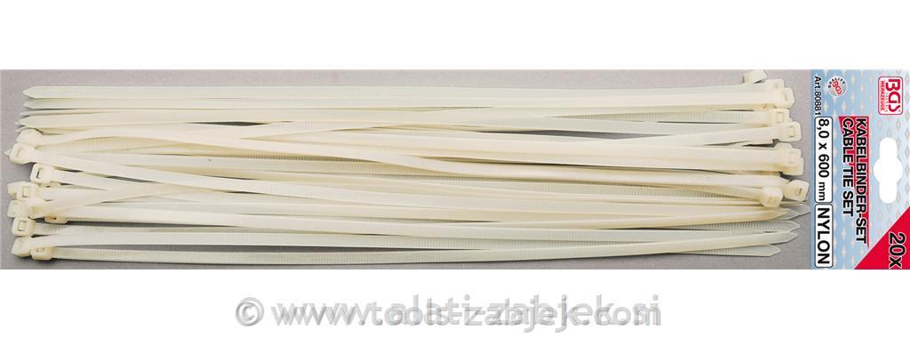 20-piece set of ties 8,0 x 600 mm BGS TECHNIC