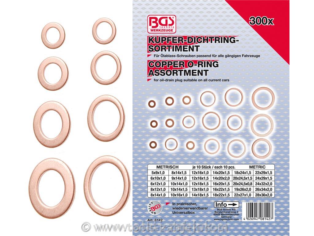 Set of copper washers, 300-piece BGS Techinc BGS TECHNIC