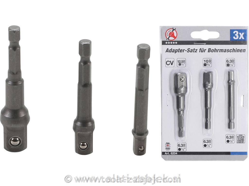 3-piece reducer set for electric drills,1/4" - 3/8" - 1/2" BGS TECHNIC