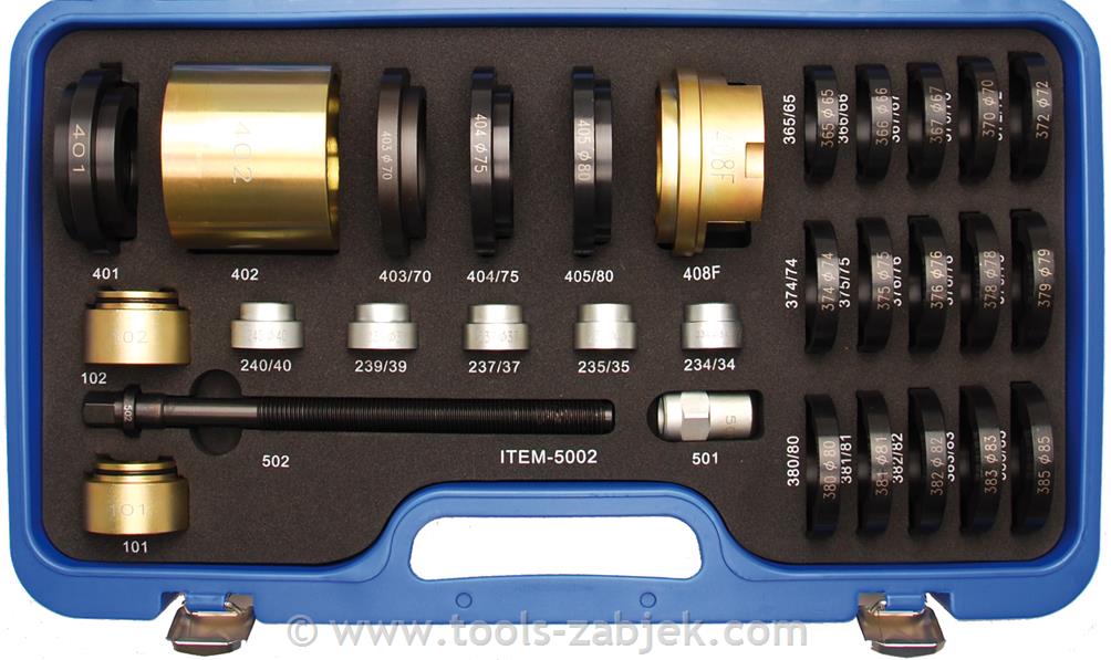 Wheel bearing mounting and dismounting tool set - Audi BGS TECHNIC