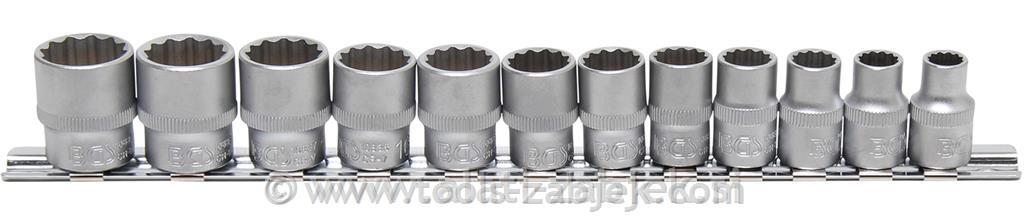 12pcs Socket Set, 3/8", 12-pt., 8-19mm BGS TECHNIC
