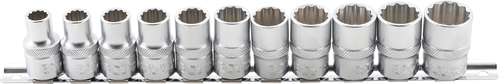11-piece set of 12-point socketes 1/2" 10-21 mm BGS TECHNIC