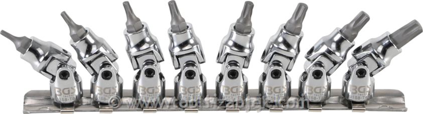 Universal joint socket set 1/4" T8-T40 BGS TECHNIC