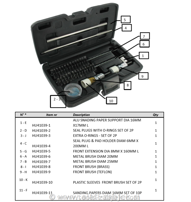 Universal injector seat cleaning set HUBITOOLS
