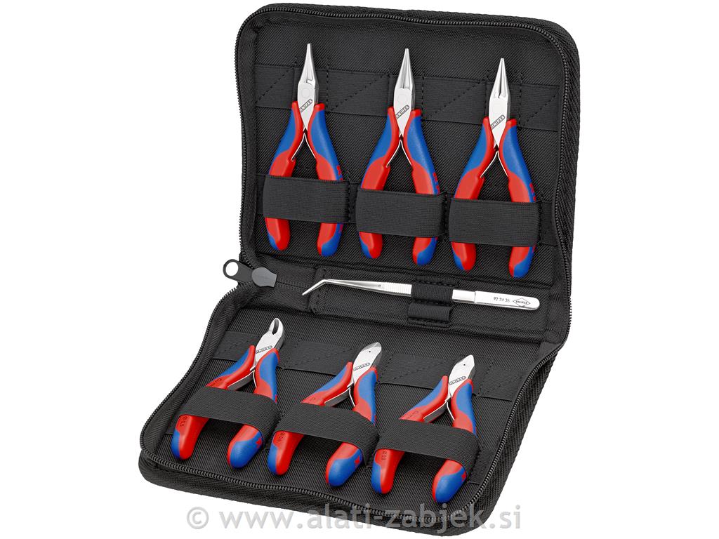 6-piece electronics pliers set for wor on electronic components 00 20 16 KNIPEX