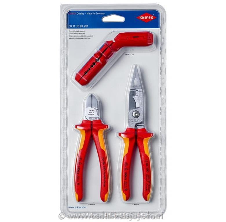 3-piece tool set for electricians 00 3130 BK V01 KNIPEX