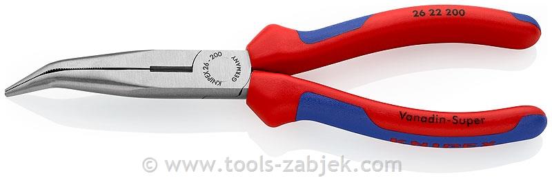 Bent nose chrome-plated pliers 26 22 200 KNIPEX