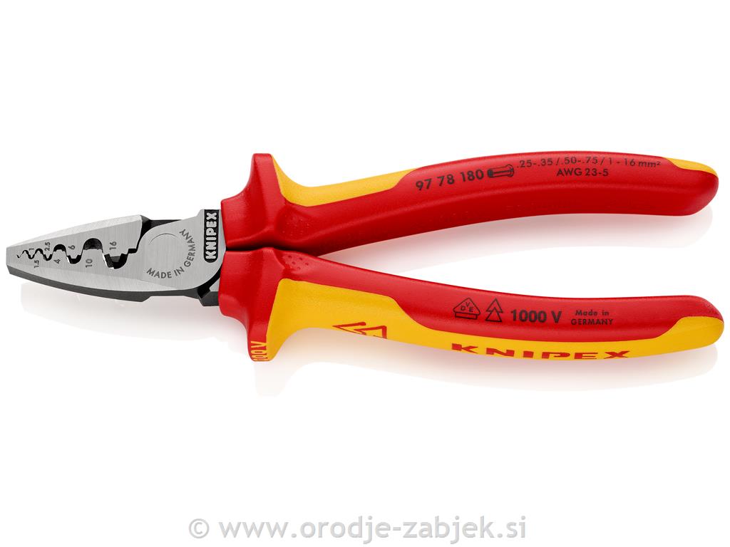 VDE crimping pliers for wire ferrules 9778 180 KNIPEX
