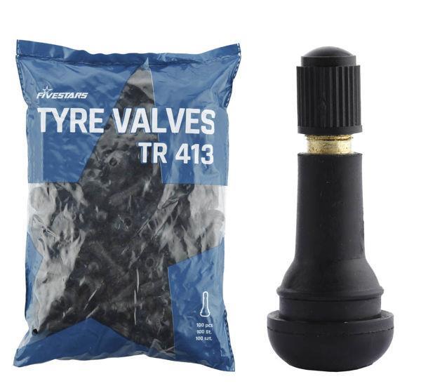 Tyre valve TR413 tubeless, 100 pcs RED LINE