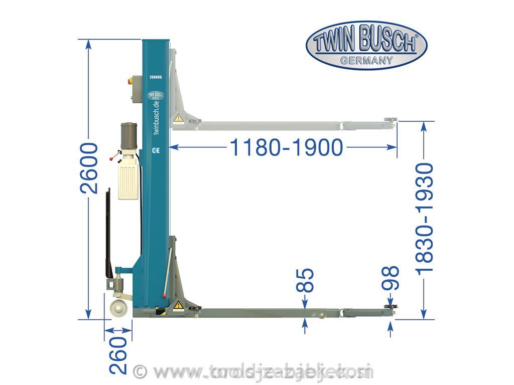 Electro-hydraulic single post lift 2,5T TWIN BUSCH