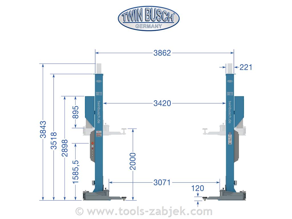 2-post-lift 8.0 T HEAVY LINE TWIN BUSCH